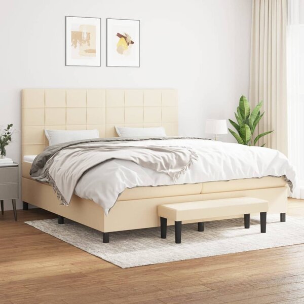 Box spring postel s matrací krémová 200x200 cm textil 3136626