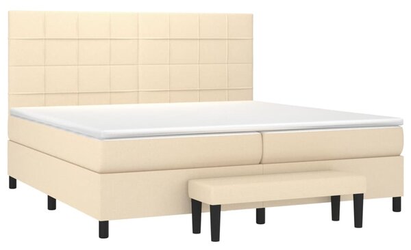 Box spring postel s matrací krémová 200x200 cm textil 3136626