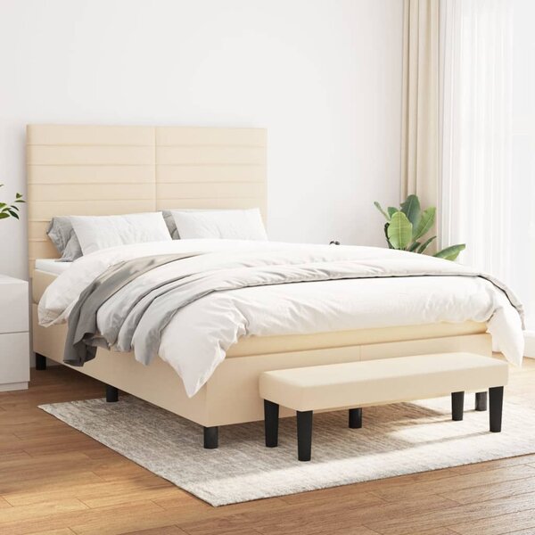 Box spring postel s matrací krémová 140x190 cm textil 3136674