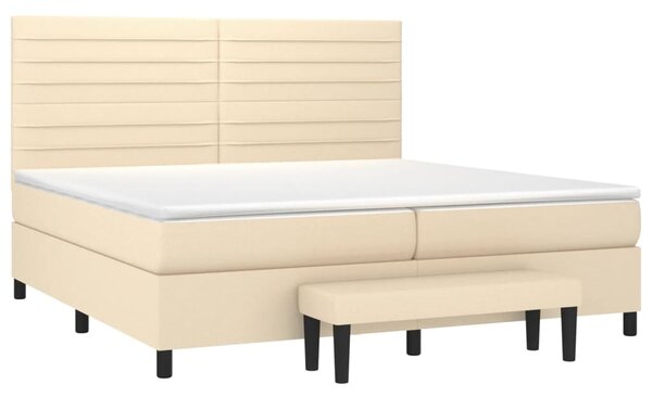 Box spring postel s matrací krémová 200x200 cm textil 3136706