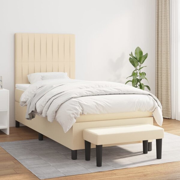 Box spring postel s matrací krémová 100 x 200 cm textil 3136738