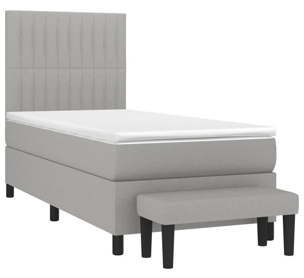 Box spring postel s matrací světle šedá 80 x 200 cm textil 3136709