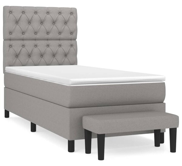 Box spring postel s matrací světle šedá 80 x 200 cm textil 3136789