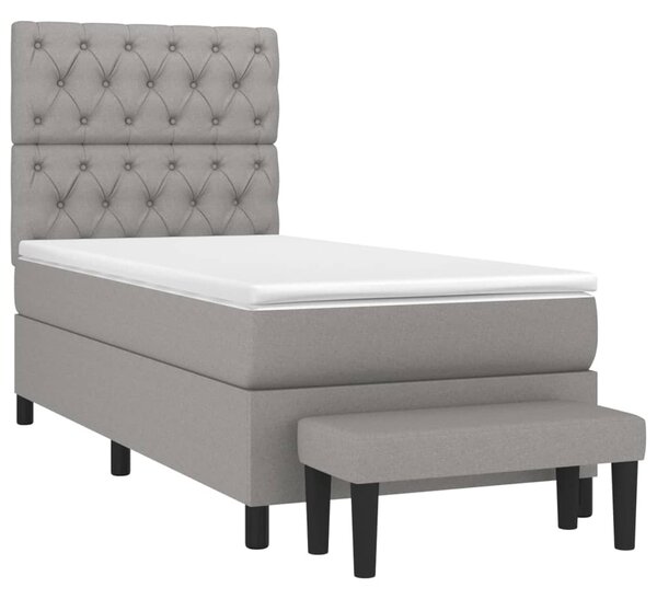 Box spring postel s matrací světle šedá 80 x 200 cm textil 3136789
