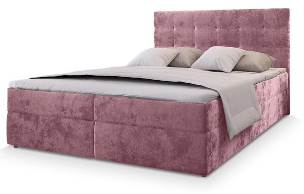 Čalouněná postel boxspring GLORIEN VELVET 160x200 cm růžová Matrace: Matrace Bonell pružinová