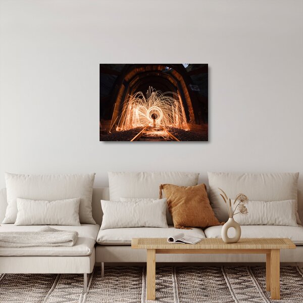 Skleněný obraz - Světelná show na kolejích (70x50 cm)