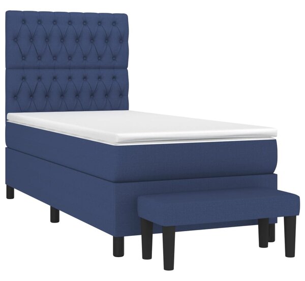 Box spring postel s matrací modrá 90x190 cm textil 3136803