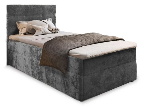 Čalouněná postel boxspring GLORIEN VELVET 100x200 cm šedá Matrace: Matrace Bonell pružinová