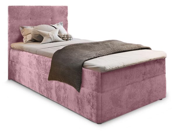 Čalouněná postel boxspring GLORIEN VELVET 90x200 cm růžová Matrace: Matrace Bonell pružinová