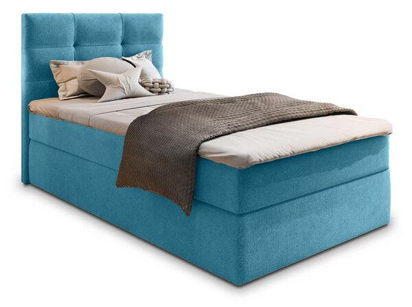 Čalouněná postel boxspring GLORIEN VELVET 90x200 cm modrá Matrace: Matrace Bonell pružinová