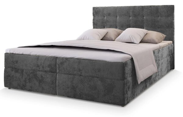 Čalouněná postel boxspring GLORIEN VELVET 140x200 cm šedá Matrace: Matrace Bonell pružinová