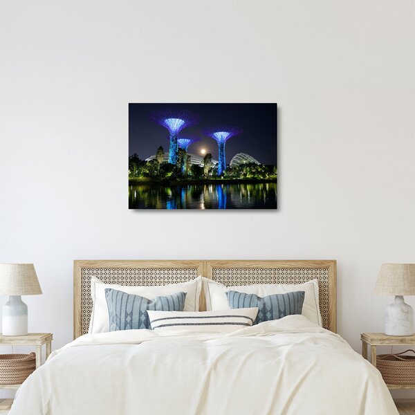 Skleněný obraz úplňku v Singapuských zahradách (70x50 cm)