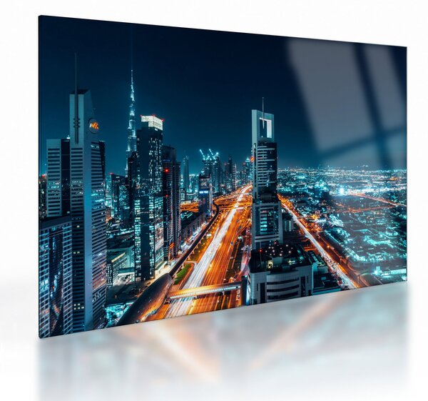 Skleněný obraz - Dubajská noc (70x50 cm)