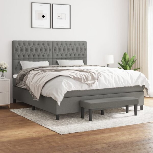 Box spring postel s matrací tmavě šedá 180x200 cm textil 3136854