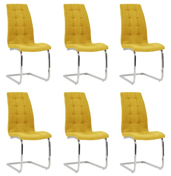 Konzolové jídelní židle 6 ks žluté textil