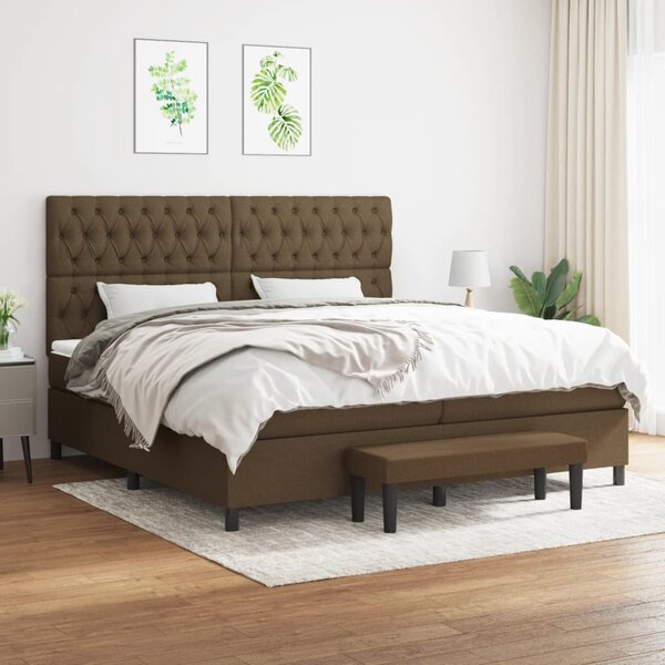 Box spring postel s matrací tmavě hnědá 200x200 cm textil 3136864