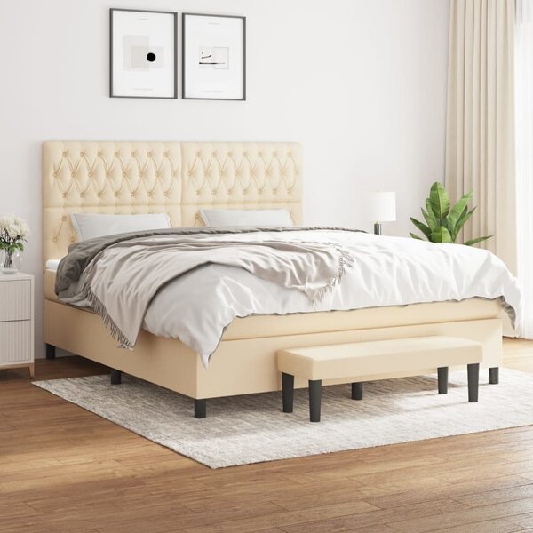 Box spring postel s matrací krémová 180x200 cm textil 3136858