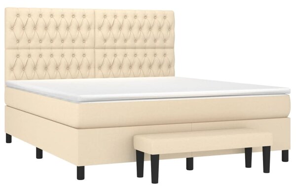 Box spring postel s matrací krémová 180x200 cm textil 3136858