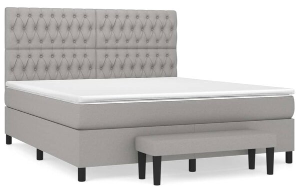 Box spring postel s matrací světle šedá 180 x 200 cm textil 3136853