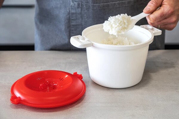 KitchenCraft rýžovar do mikrovlnné trouby 1,5 l, s odměrkou a lopatkou, bez BPA KCRICECOOK