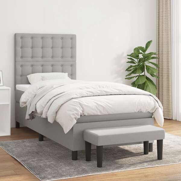 Box spring postel s matrací světle šedá 80 x 200 cm textil 3136869
