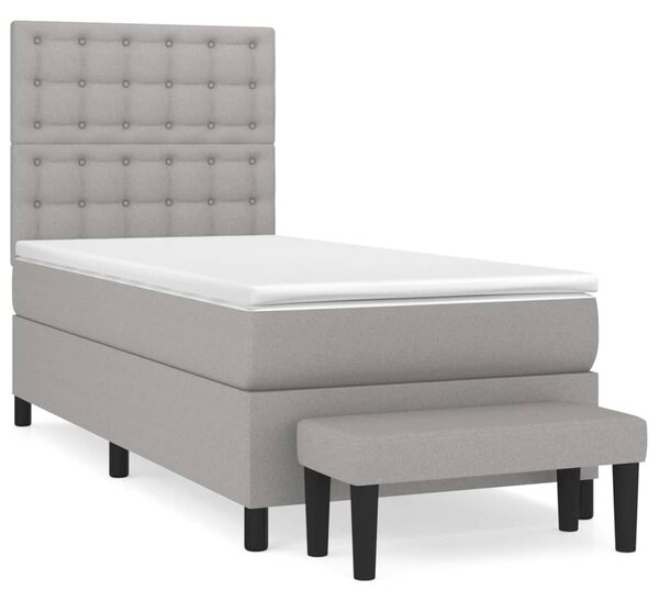 Box spring postel s matrací světle šedá 80 x 200 cm textil 3136869