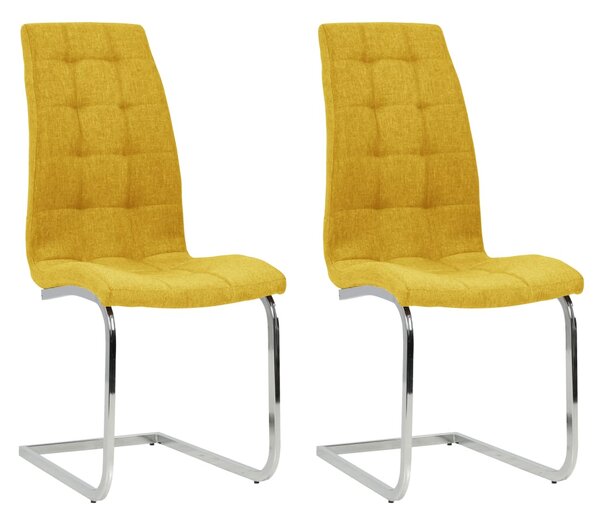 Konzolové jídelní židle 2 ks žluté textil