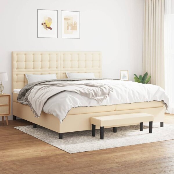 Box spring postel s matrací krémová 200x200 cm textil 3136946