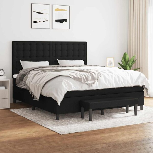 Box spring postel s matrací černá 180x200 cm textil 3136935