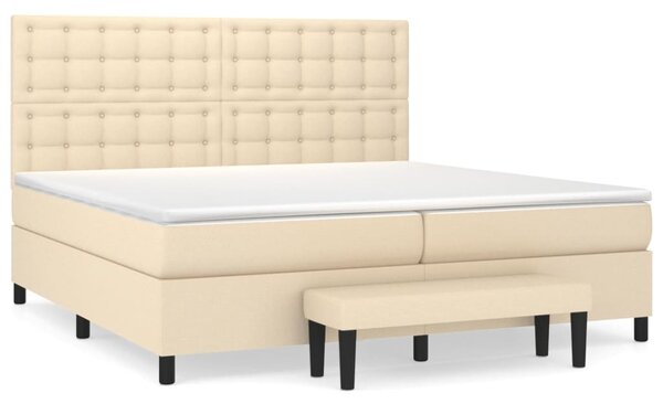Box spring postel s matrací krémová 200x200 cm textil 3136946