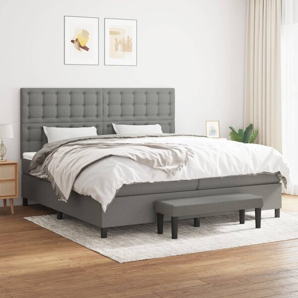 Box spring postel s matrací tmavě šedá 200x200 cm textil 3136942