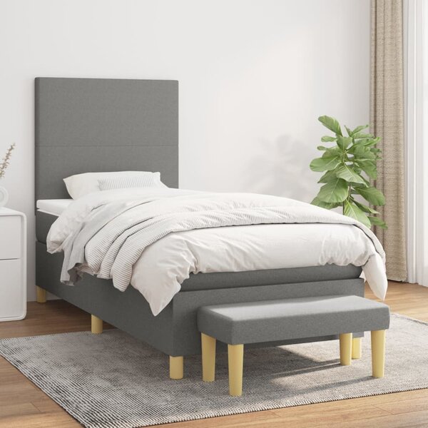 Box spring postel s matrací tmavě šedá 80 x 200 cm textil 3136950