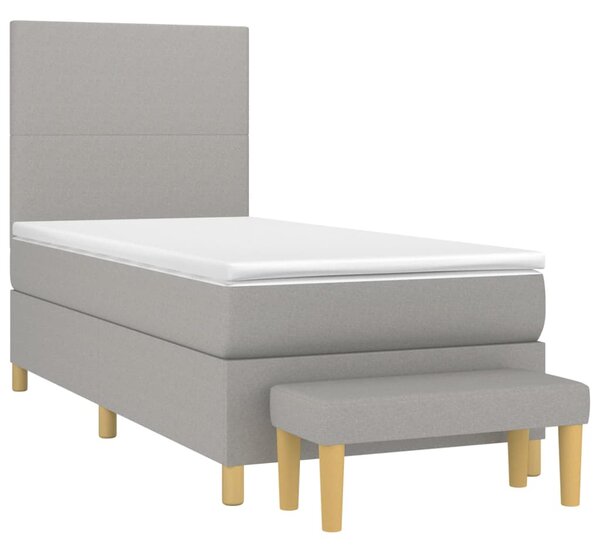 Box spring postel s matrací světle šedá 80 x 200 cm textil 3136949