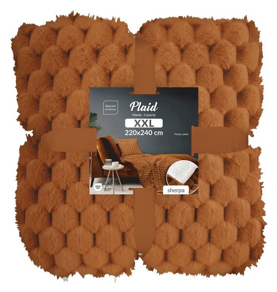 Světle hnědá deka z mikroplyše 220x240 cm Frosty – douceur d'intérieur
