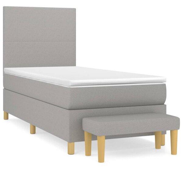 Box spring postel s matrací světle šedá 80 x 200 cm textil 3136949