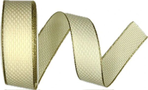 Stuha tkaná Luxe Shine – Ivory krémová 25mm x 3m (11,-Kč/m)