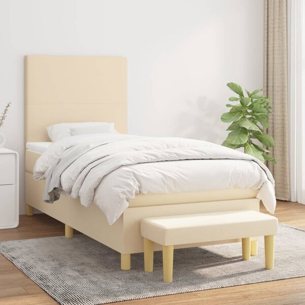 Box spring postel s matrací krémová 90x190 cm textil 3136962