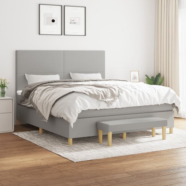 Box spring postel s matrací světle šedá 160 x 200 cm textil 3137005