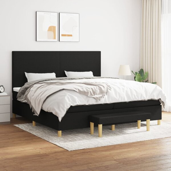 Box spring postel s matrací černá 200x200 cm textil 3137023