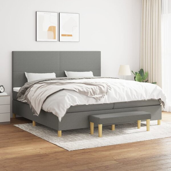 Box spring postel s matrací tmavě šedá 200x200 cm textil 3137022