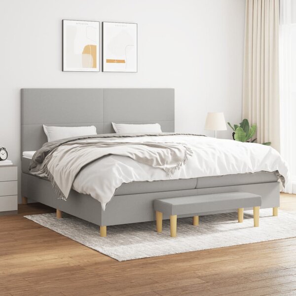 Box spring postel s matrací světle šedá 200 x 200 cm textil 3137021