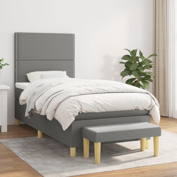 Box spring postel s matrací tmavě šedá 90x190 cm textil 3137038