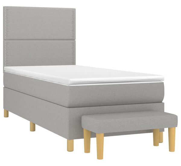 Box spring postel s matrací světle šedá 90x190 cm textil 3137037