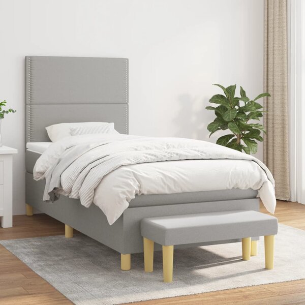 Box spring postel s matrací světle šedá 90x190 cm textil 3137037