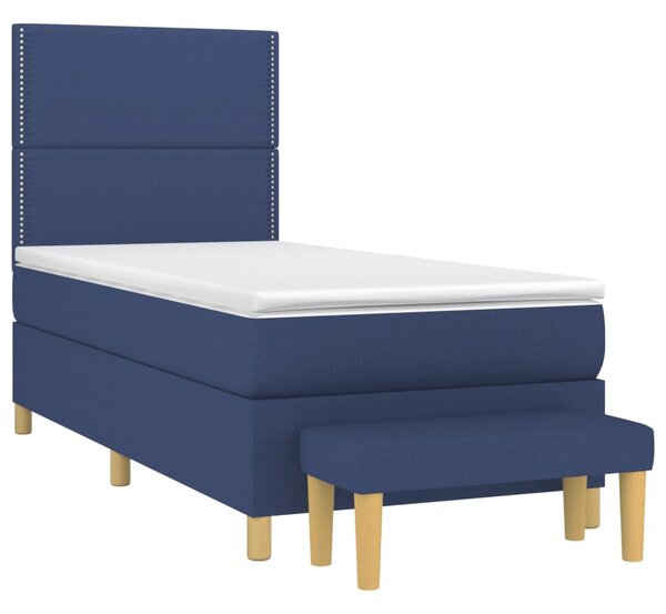 Box spring postel s matrací modrá 100 x 200 cm textil 3137059
