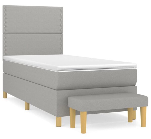 Box spring postel s matrací světle šedá 90x190 cm textil 3137037
