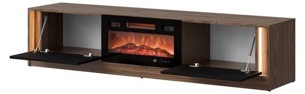 TV skříňka s krbem Arinka + LED, Barva: ořěch / černá 5903211538070