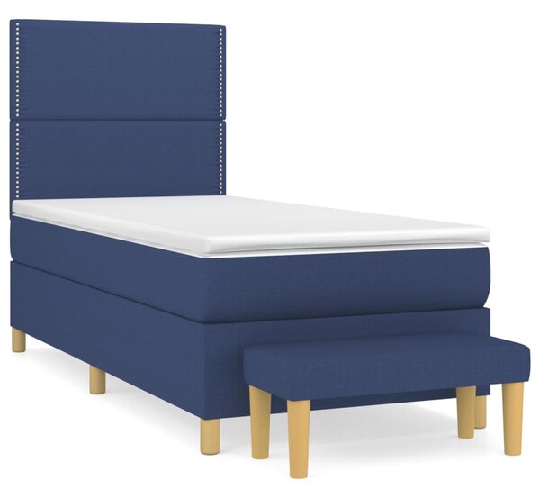 Box spring postel s matrací modrá 100 x 200 cm textil 3137059