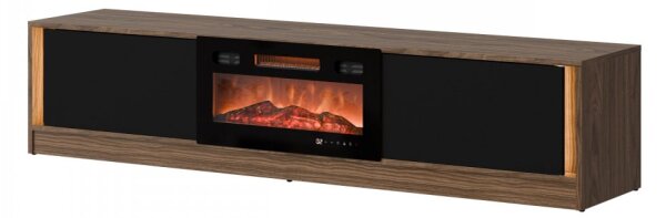 TV skříňka s krbem Arinka + LED, Barva: ořěch / černá 5903211538070
