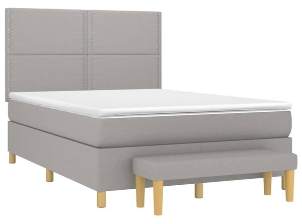 Box spring postel s matrací světle šedá 140 x 200 cm textil 3137077